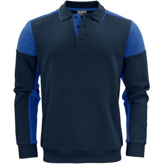 Двоколірний лонгслів поло Printer Polosweater синій - 22620606053XS