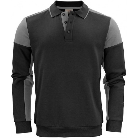 Двоколірний лонгслів поло Printer Polosweater чорний/антрацит - 22620609093XS