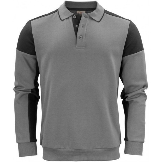 Двоколірний лонгслів поло Printer Polosweater антрацит/чорний - 22620609390S