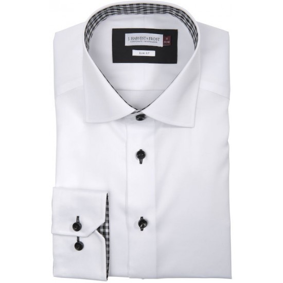 Сорочка чоловіча JH&Frost Red Bow 20 Slim Fit білий/чорний - 2902002109M Сорочка чоловіча JH&Frost Red Bow 20 Slim Fit білий/чорний - 2902002109M