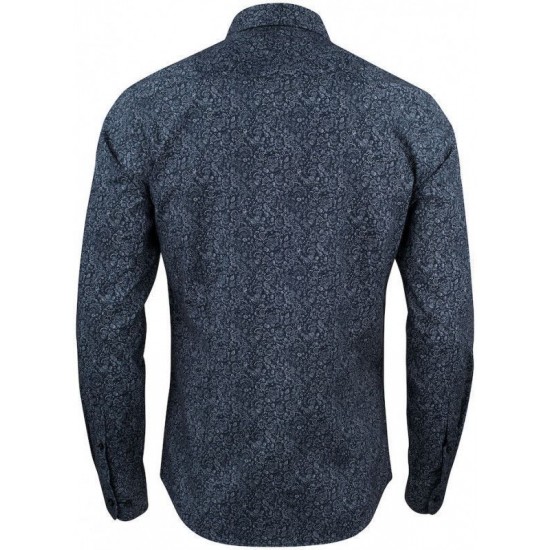 Сорочка чоловіча з візерунком пейслі JH&Frost Indigo Bow 37 Slim Fit синій - 2903702601M