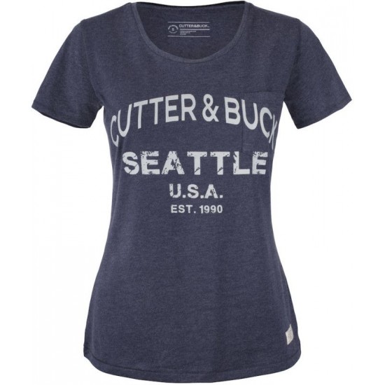 Футболка жіноча Cutter&Buck Pacific City Tee з принтом джинсовий меланж - 353401569XXL