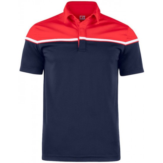 Футболка поло чоловіча Cutter&Buck Seabeck темно-синій/червоний - 35442858035XXL
