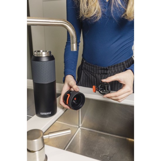 Термопляшка 1 л сталева Kambukka Elton Insulated, вакуумна чорний - 11-03037