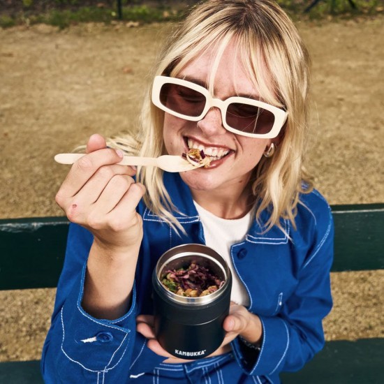 Термос для їжі 600 мл сталевий Kambukka Bora, вакуумний чорний - 11-06010