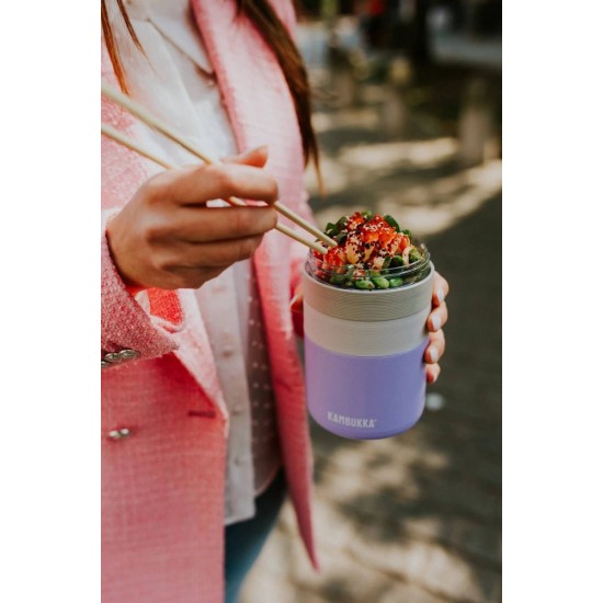 Термос для їжі 600 мл сталевий Kambukka Bora, вакуумний лавандовий - 11-06012