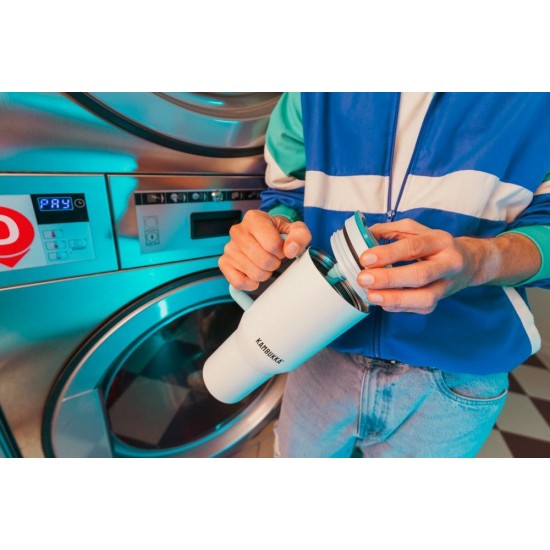 Термокухоль 950 мл сталева Kambukka Rio, вакуумна білий/блакитний - 11-08003