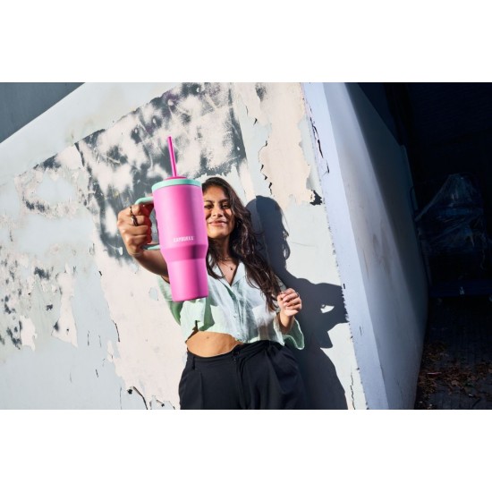 Термокухоль 950 мл сталева Kambukka Rio, вакуумна рожевий/м'ятний - 11-08004