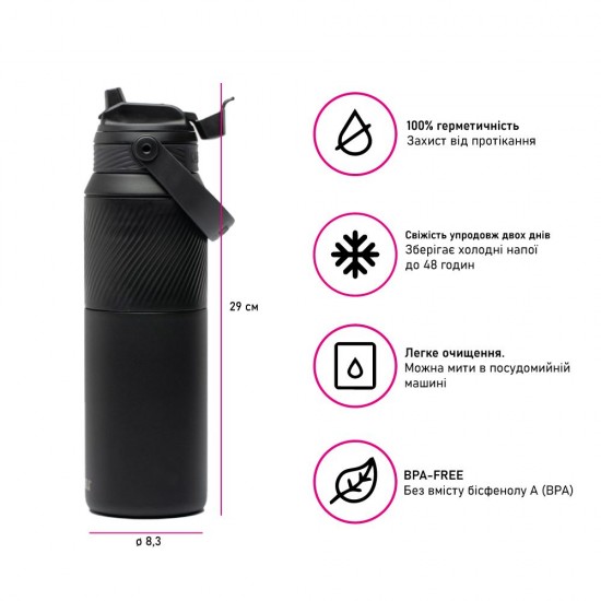 Термопляшка 1 л сталева 2в1 Kambukka Dupla Insulated чорний - 11-10007 Термопляшка 1 л сталева 2в1 Kambukka Dupla Insulated чорний - 11-10007