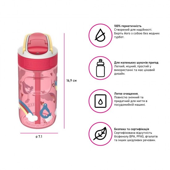 Пляшка для води 400 мл тританова Kambukka Lagoon рожевий - 11-04060 Пляшка для води 400 мл тританова Kambukka Lagoon рожевий - 11-04060