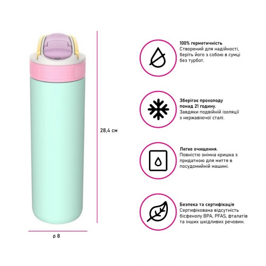 Термопляшка 600 мл сталева Kambukka Lagoon Insulated, вакуумна м'ятний - 11-04063 Термопляшка 600 мл сталева Kambukka Lagoon Insulated, вакуумна м'ятний - 11-04063