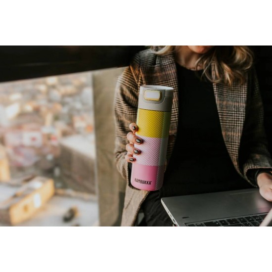 Термокружка 500 мл сталева Kambukka Etna, вакуумна рожевий/світло-жовтий - 11-01045