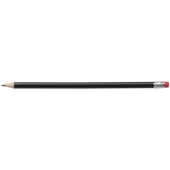 Олівець дерев'яний з гумкою чорний - 1039303