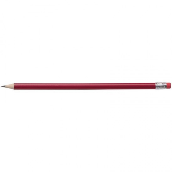 Олівець дерев'яний з гумкою червоний - 1039305
