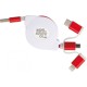 Подовжувальний зарядний кабель із 3 штекерами червоний - 2165205