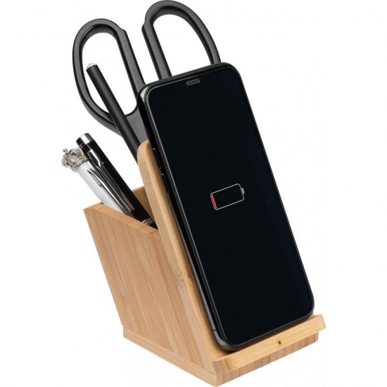 Бездротовий зарядний пристрій бамбука з тримачем для ручки бежевий - 2185113