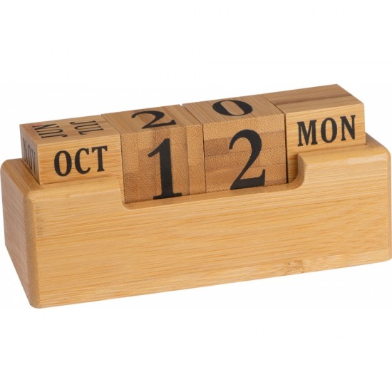 Вічний настільний календар із бамбука бежевий - 2226313