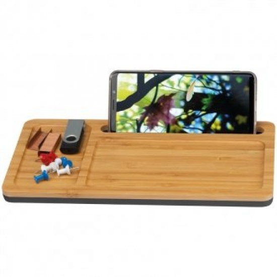 Органайзер бамбуковий настільний з бездротовим зарядним пристроєм та USB-кабелем бежевий - 3149913