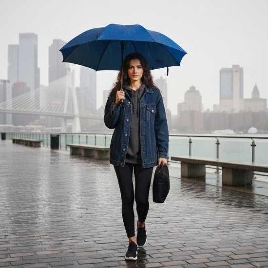 Парасоля складана автоматична Line Art Light, з підсвічуванням темно-синій - 45550-44