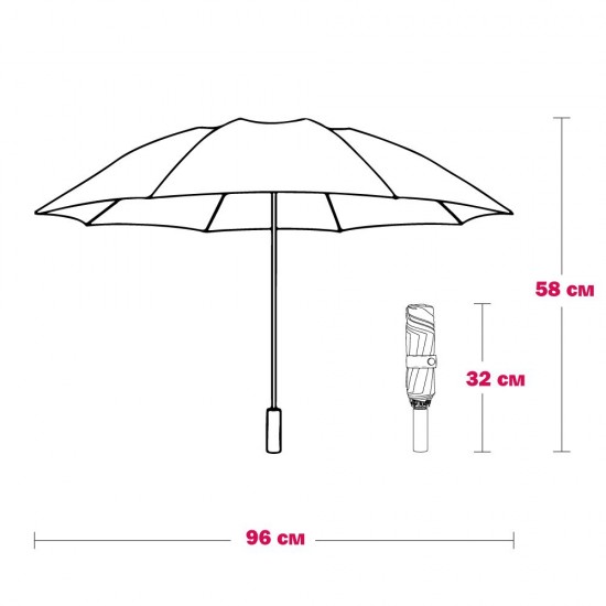 Парасоля складана автоматична Line Art Light, з підсвічуванням червоний - 45550-5 Парасоля складана автоматична Line Art Light, з підсвічуванням червоний - 45550-5