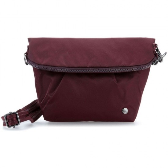 Сумка через плече жіноча антизлодій Pacsafe Citysafe CX Convertible Crossbody бордовий - 20405319