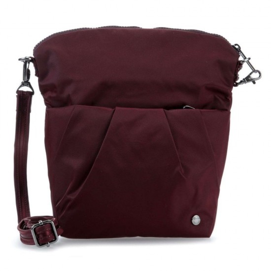 Сумка через плече жіноча антизлодій Pacsafe Citysafe CX Convertible Crossbody бордовий - 20405319