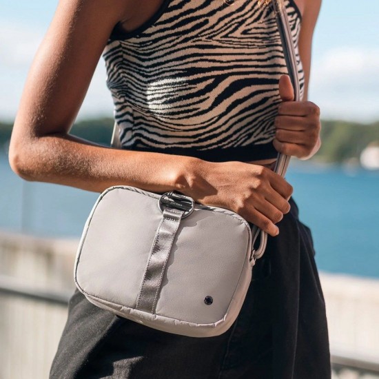 Сумка через плече жіноча антизлодій Pacsafe Citysafe CX square Crossbody рожевий - 20436340