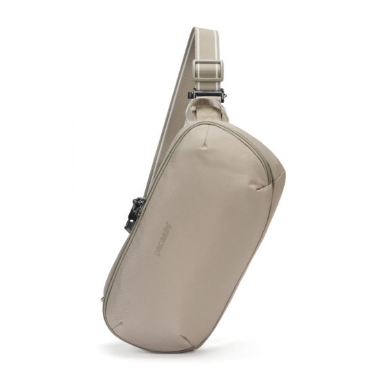 Сумка через плече антизлодій Pacsafe V Urban Sling бежевий/чорний - 30615237
