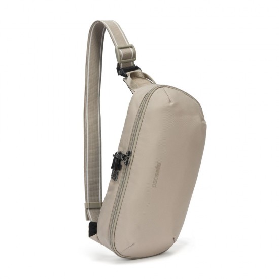 Сумка через плече антизлодій Pacsafe V Urban Sling бежевий/чорний - 30615237