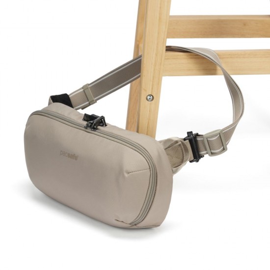 Сумка через плече антизлодій Pacsafe V Urban Sling бежевий/чорний - 30615237