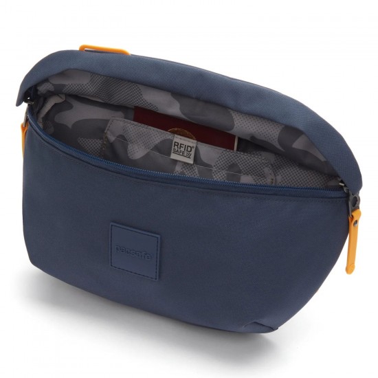 Сумка через плече антизлодій Pacsafe GO Sling темно-синій/помаранчевий - 35100651