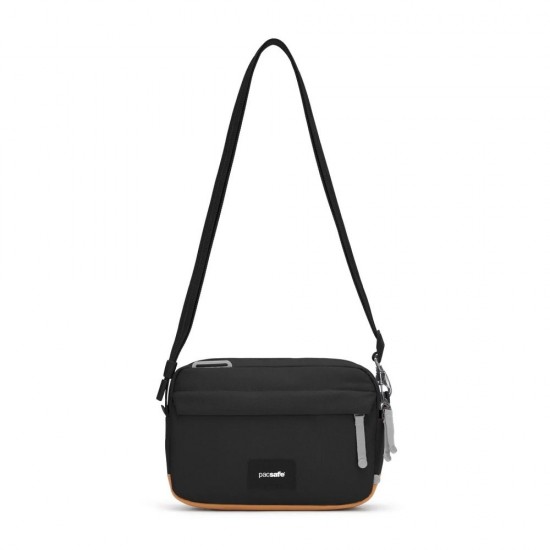 Сумка через плече антизлодій Pacsafe GO Crossbody чорний/помаранчевий - 35105130
