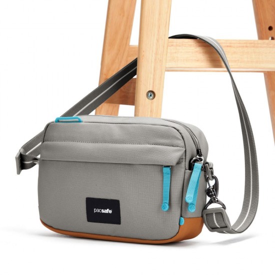 Сумка через плече антизлодій Pacsafe GO Crossbody сірий/помаранчевий - 35105146