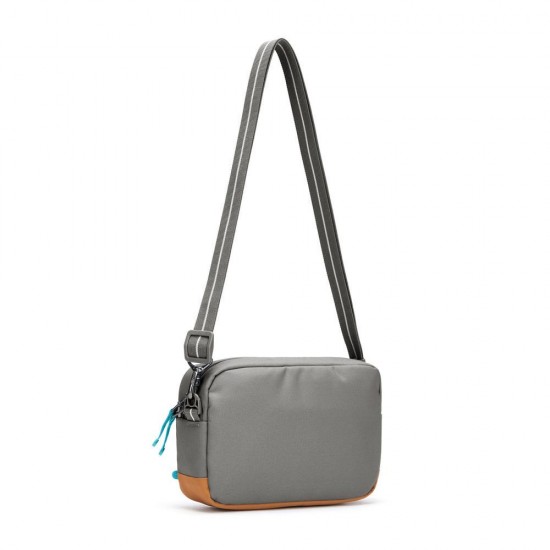 Сумка через плече антизлодій Pacsafe GO Crossbody сірий/помаранчевий - 35105146