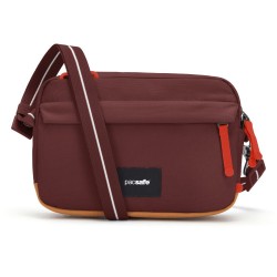 Сумка через плече антизлодій Pacsafe GO Crossbody бургунді/помаранчевий - 35105345