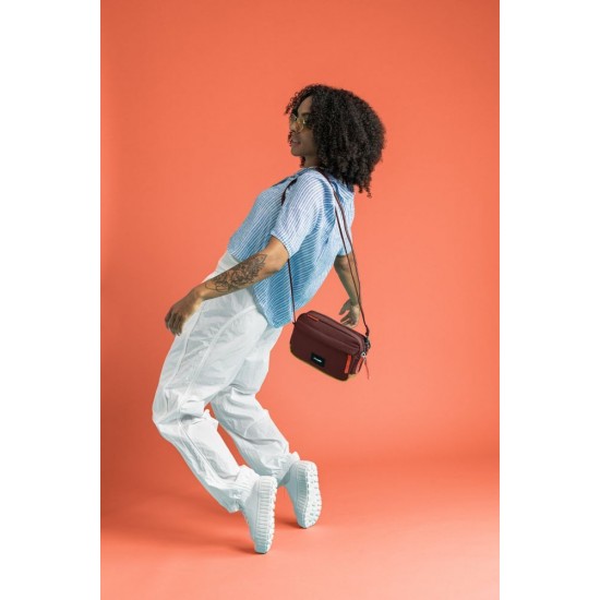 Сумка через плече антизлодій Pacsafe GO Crossbody бургунді/помаранчевий - 35105345