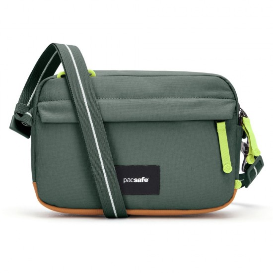 Сумка через плече антизлодій Pacsafe GO Crossbody темно-зелений/помаранчевий - 35105535