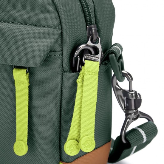 Сумка через плече антизлодій Pacsafe GO Crossbody темно-зелений/помаранчевий - 35105535