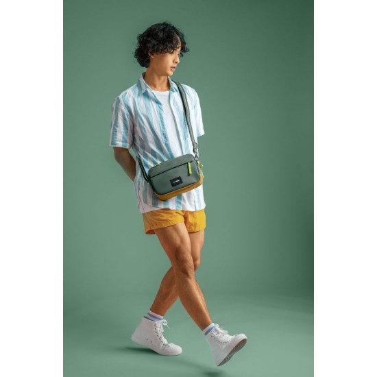 Сумка через плече антизлодій Pacsafe GO Crossbody темно-зелений/помаранчевий - 35105535