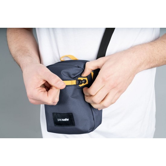 Сумка через плече антизлодій Pacsafe GO Micro Crossbody темно-синій/жовтий - 35130651