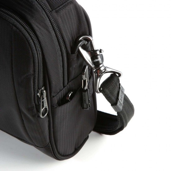 Сумка через плече антизлодій Pacsafe Metrosafe LS100 Econyl Crossbody чорний еконіл - 40115138