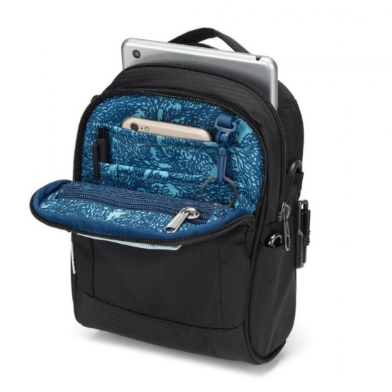Сумка через плече антизлодій Pacsafe Metrosafe LS100 Econyl Crossbody чорний еконіл - 40115138