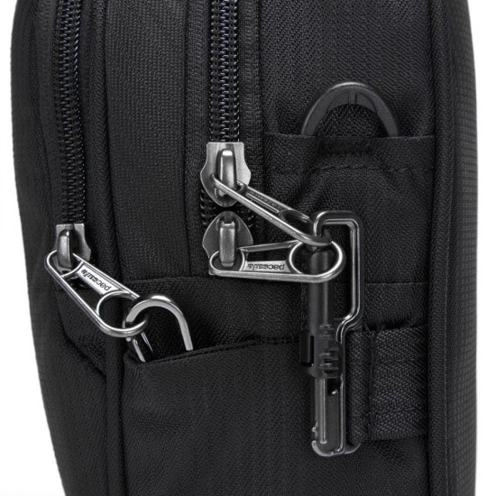 Сумка через плече антизлодій Pacsafe Metrosafe LS100 Econyl Crossbody чорний еконіл - 40115138
