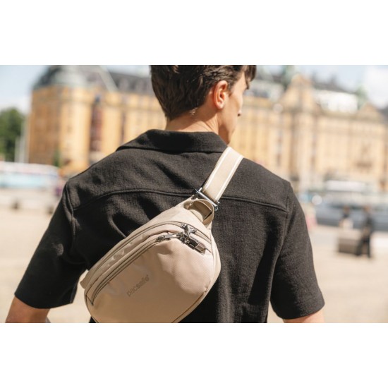 Сумка на пояс антизлодій Pacsafe V Hip Pack бежевий/чорний - 60141237 Сумка на пояс антизлодій Pacsafe V Hip Pack бежевий/чорний - 60141237