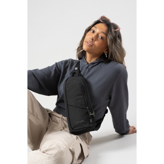 Сумка через плече антизлодій Pacsafe V Action Sling насичений чорний - 60161130