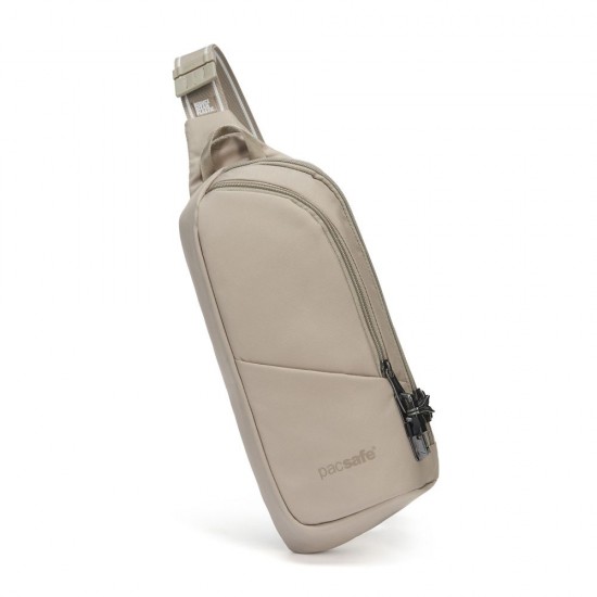 Сумка через плече антизлодій Pacsafe V Action Sling бежевий/чорний - 60161237