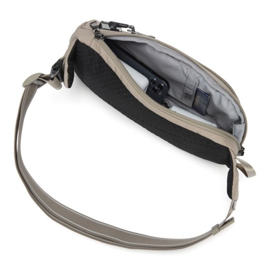 Сумка через плече антизлодій Pacsafe V Action Sling бежевий/чорний - 60161237