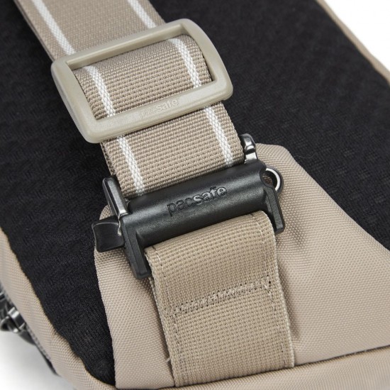 Сумка через плече антизлодій Pacsafe V Action Sling бежевий/чорний - 60161237