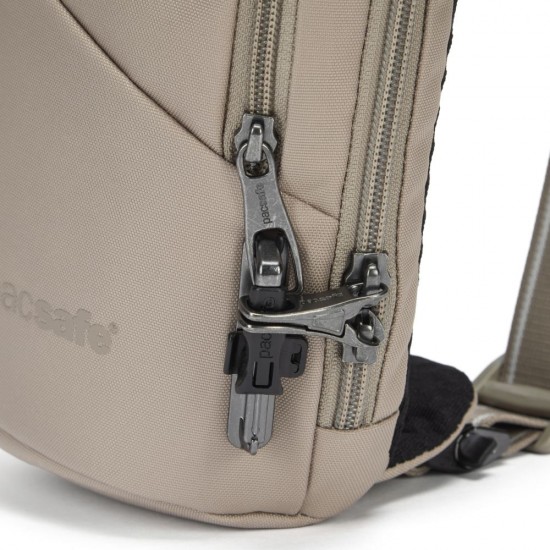 Сумка через плече антизлодій Pacsafe V Action Sling бежевий/чорний - 60161237