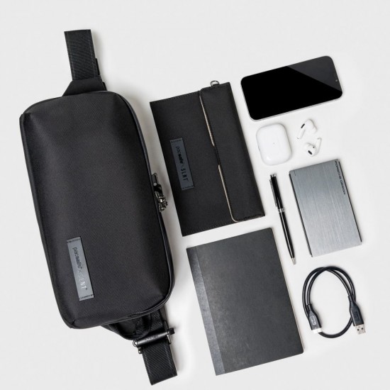 Сумка через плече антизлодій Pacsafe x SLNT pocket sling чорний - 83102100